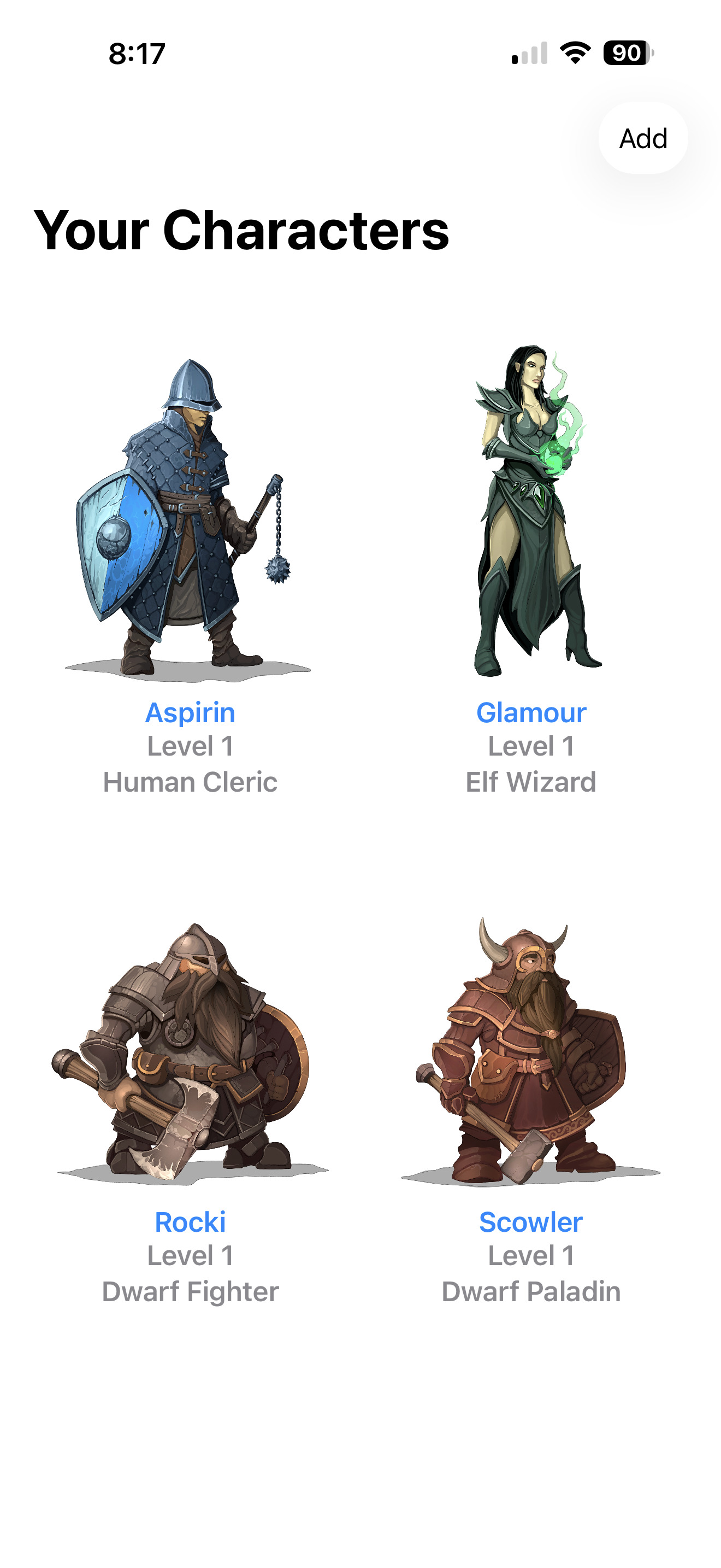 Player companion app screen