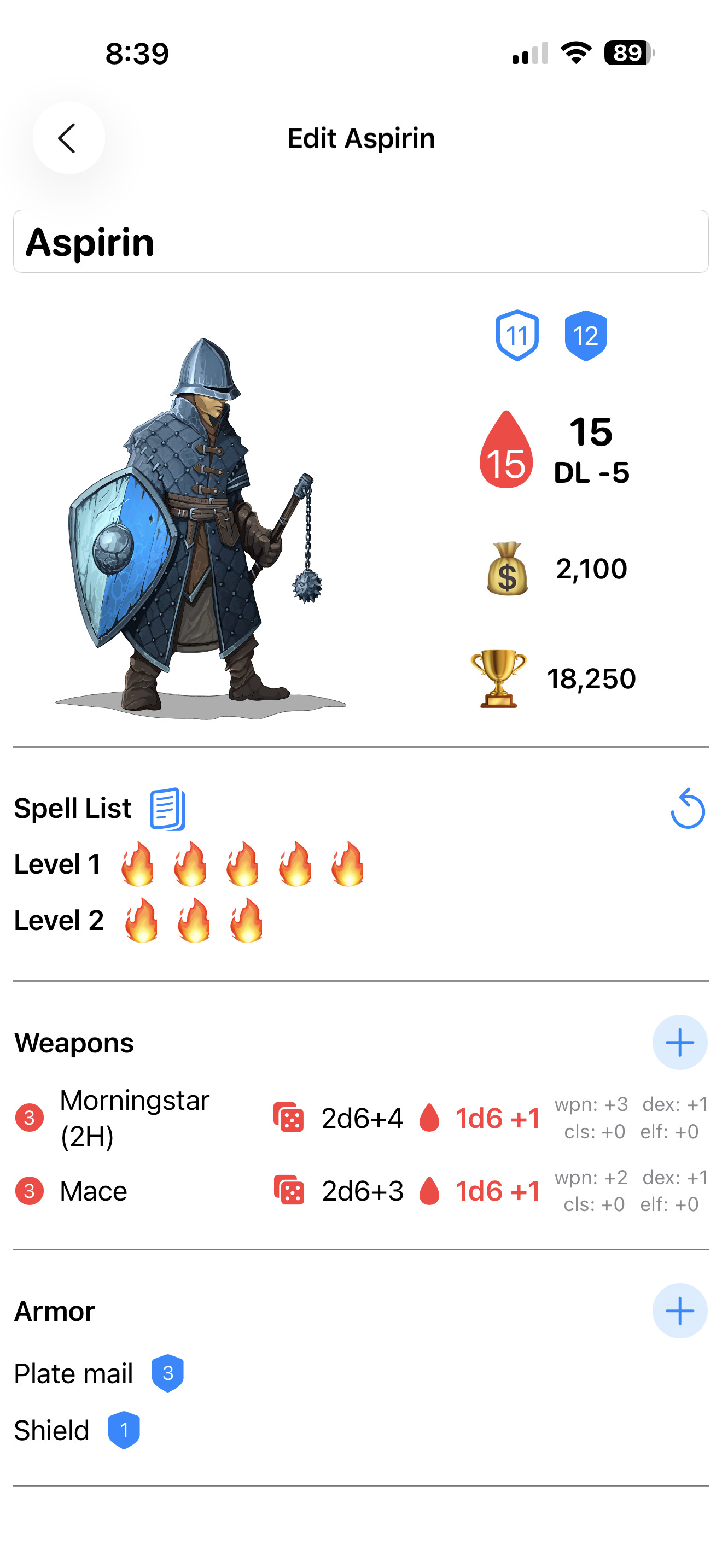 Player companion app screen